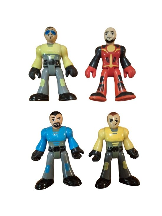 Imaginext Other - Imaginext Dino Riders 4 Figures 3" Lot Jurassic Dinosaur Yellow Blue Red